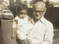 Shashikant with elder son Alhad – Mumbai – 1982.jpg