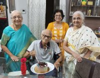 Shashikant with Meera and her sisters Usha and Madhuri on his 77th birthday - Pune - September 2024.jpg