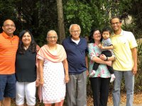 Shashikant and Meera with sons Alhad and Amol, daughters-in-law Nirupama and Sonal, and granddaughter Aditi - Atlanta – 2019.jpg